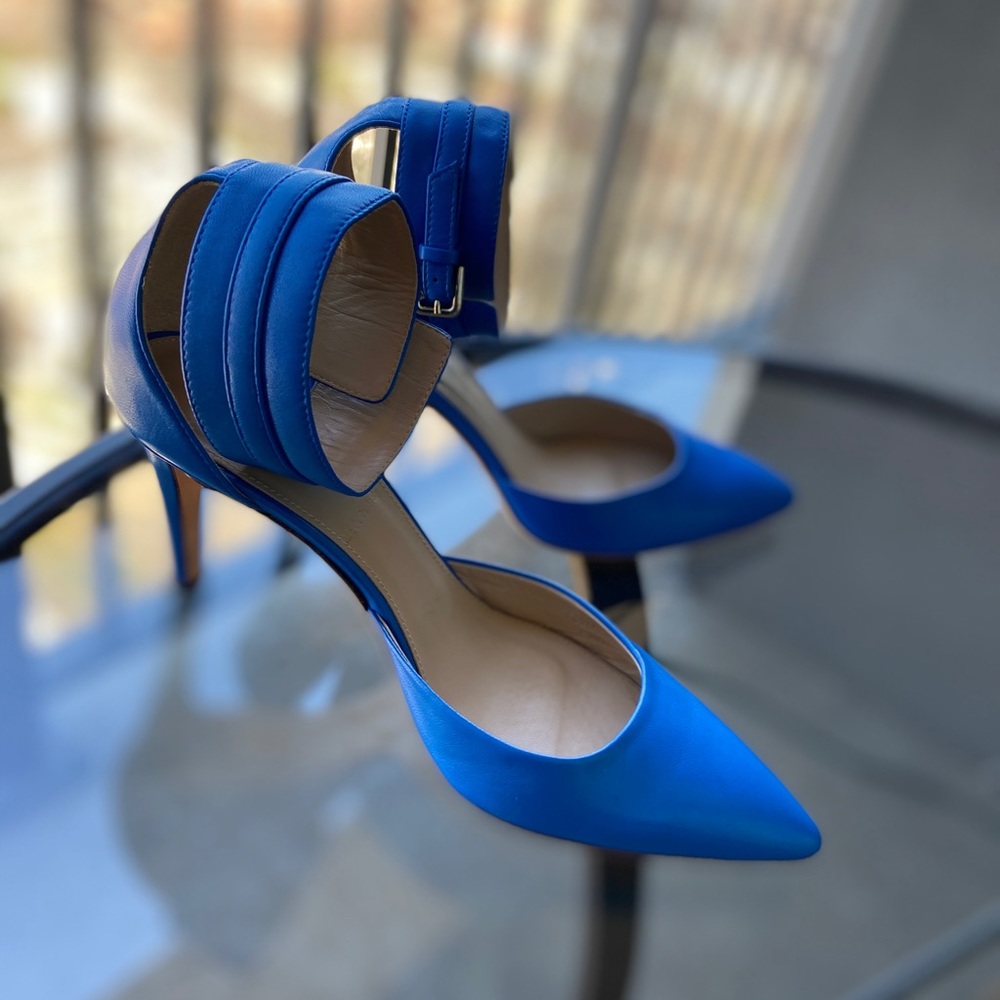 Jcrew cobalt blue 3-inch ankle strap pumps